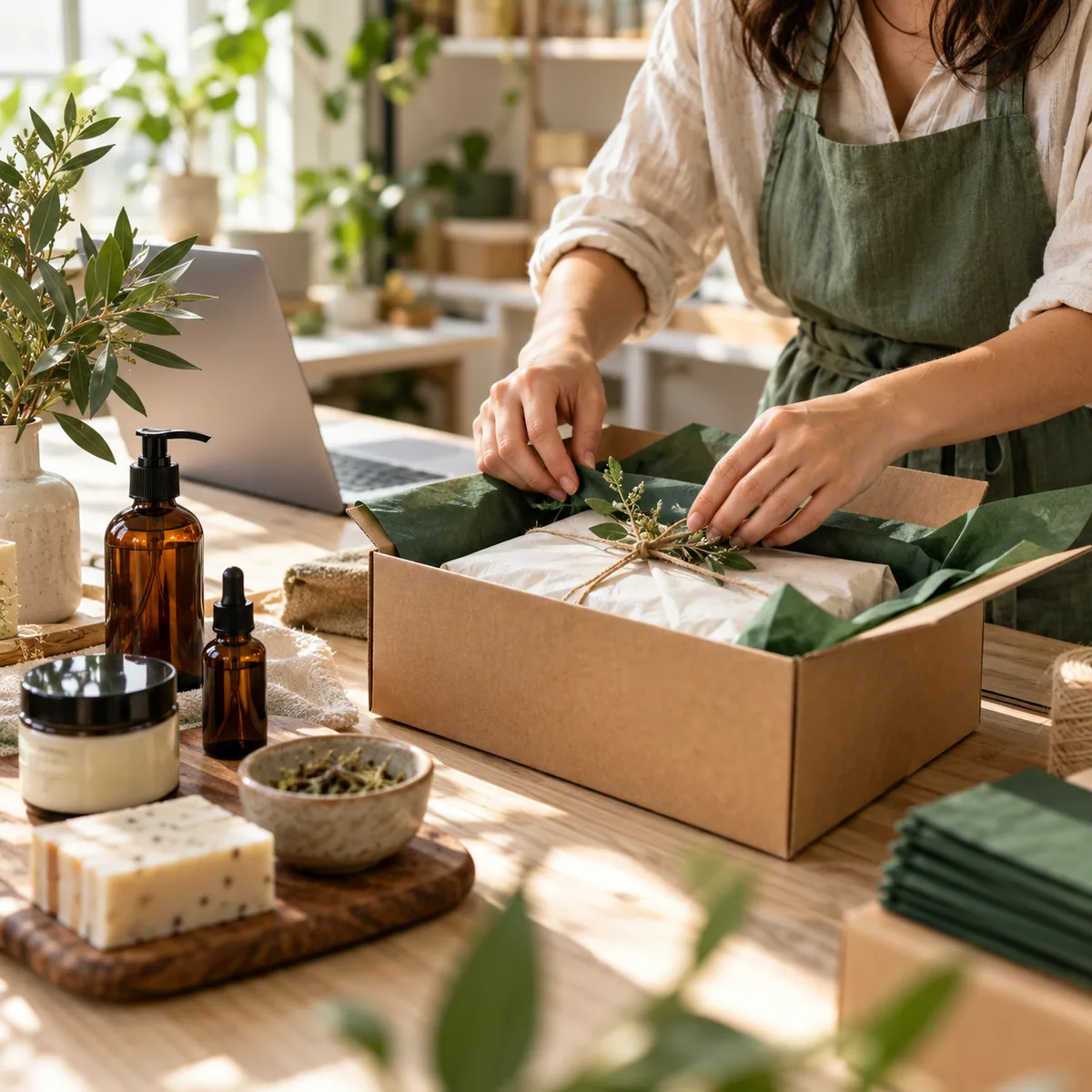 A small business owner preparing an online order