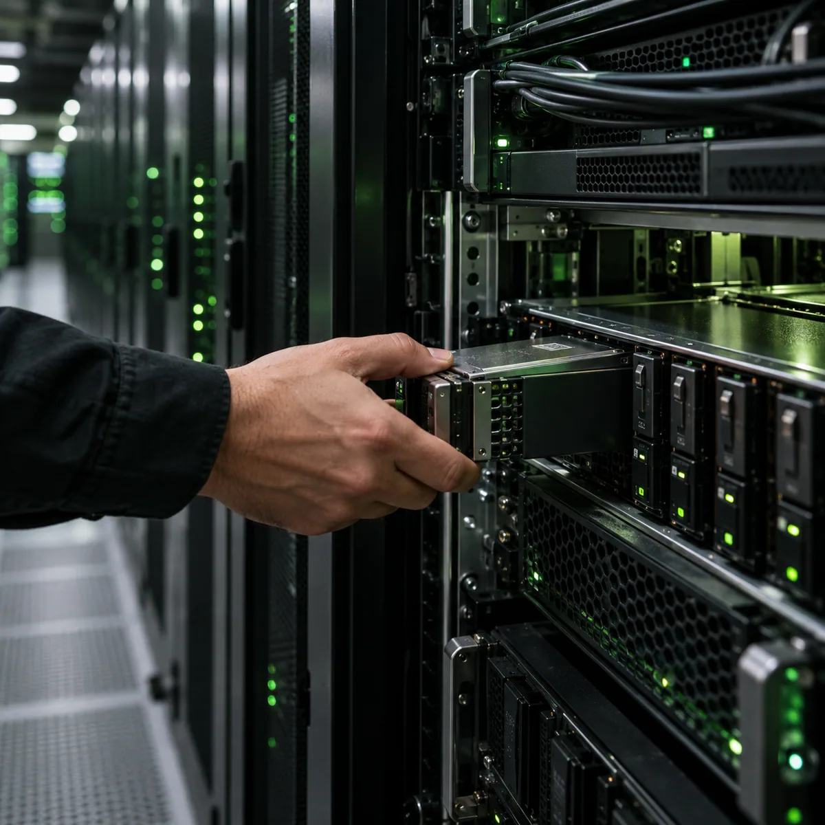 A technician maintaining data infrastructure